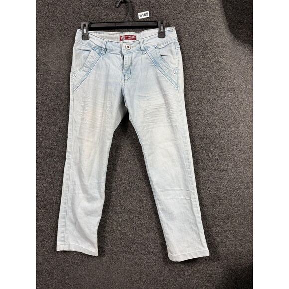 Versace Signature Jeans Womens Light Wash Straight Leg Embroidered Pockets Denim - Picture 1 of 7